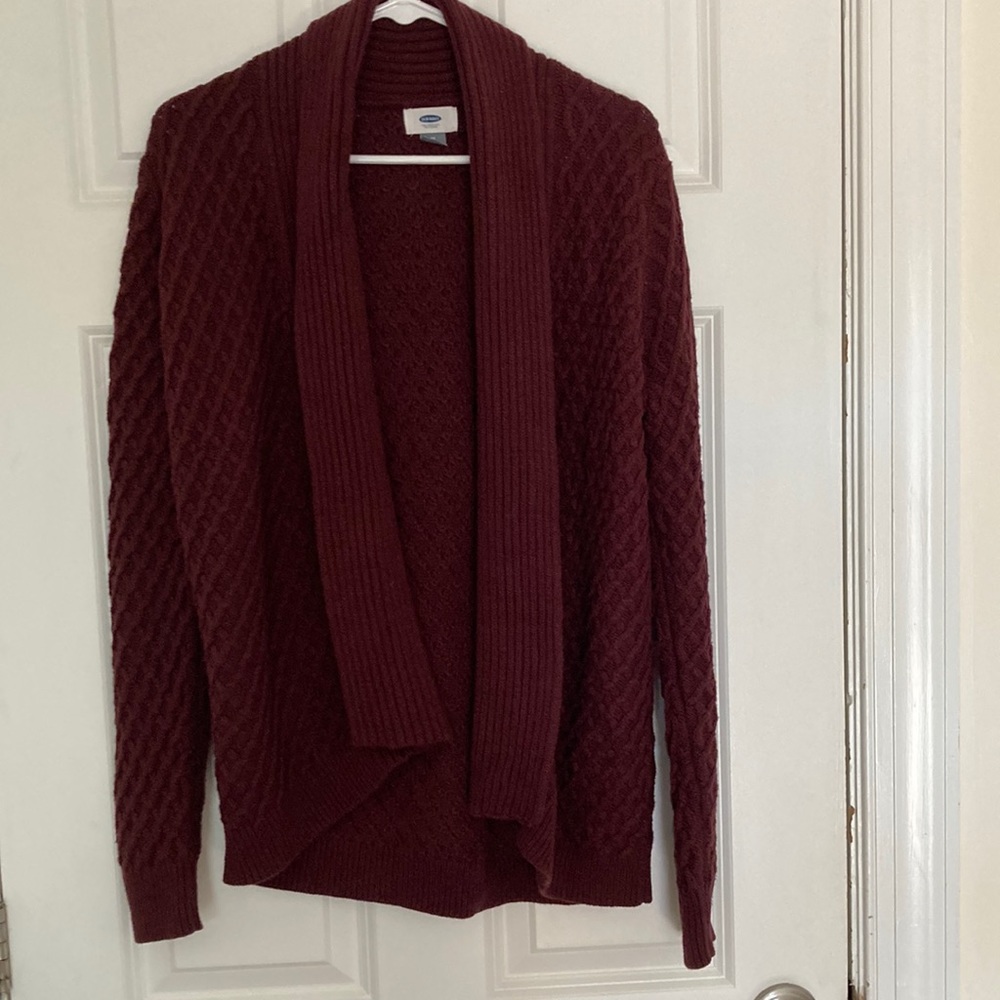 Burgundy open front heavyweight cardigan
